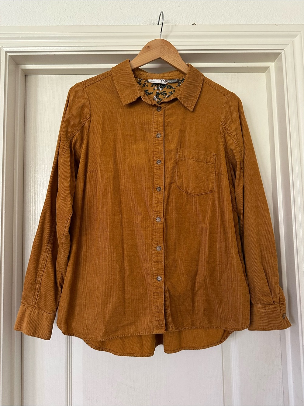 Anthropologie BUILDING Corduroy Button-Down Shirt in Rusty Brown Sz 10